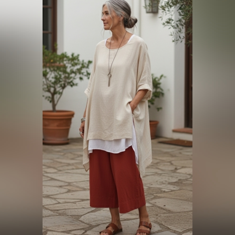 Kedem Sasson Cropped Wide Leg Pants One Size